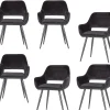 WOOOD Jelle Eetkamerstoelen - Velvet - Zwart - Set van 6