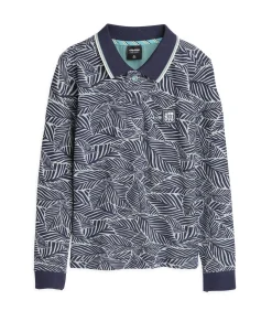 Kinderen J&JOY Jongens wit en blauw poloshirt met plantenprint