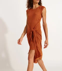 DAMES Banana Moon Juliana Caraiva koffie geknoopte T-shirt jurk