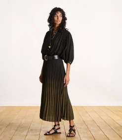 DAMES La Fée Maraboutée Kaki geplooide lange rok