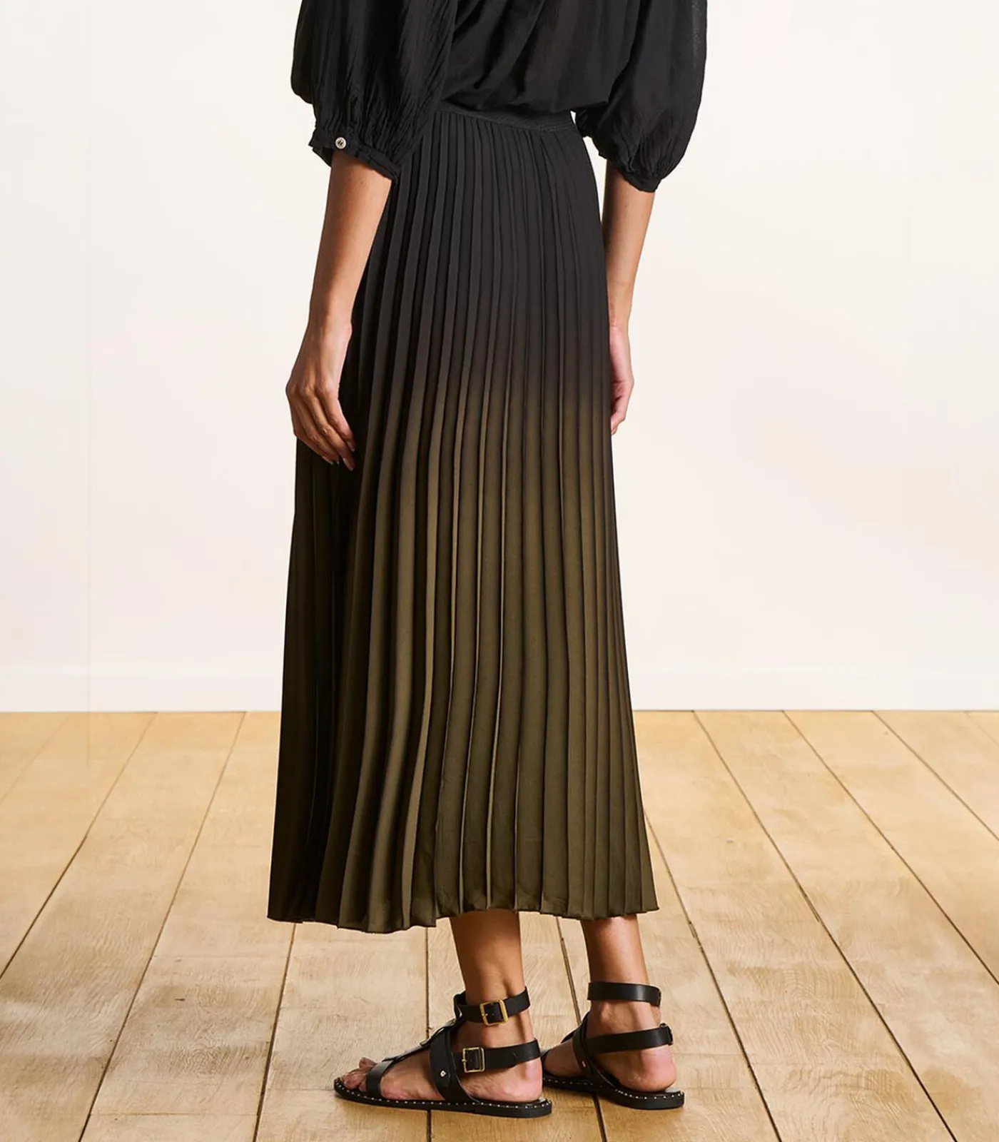 DAMES La Fée Maraboutée Kaki geplooide lange rok