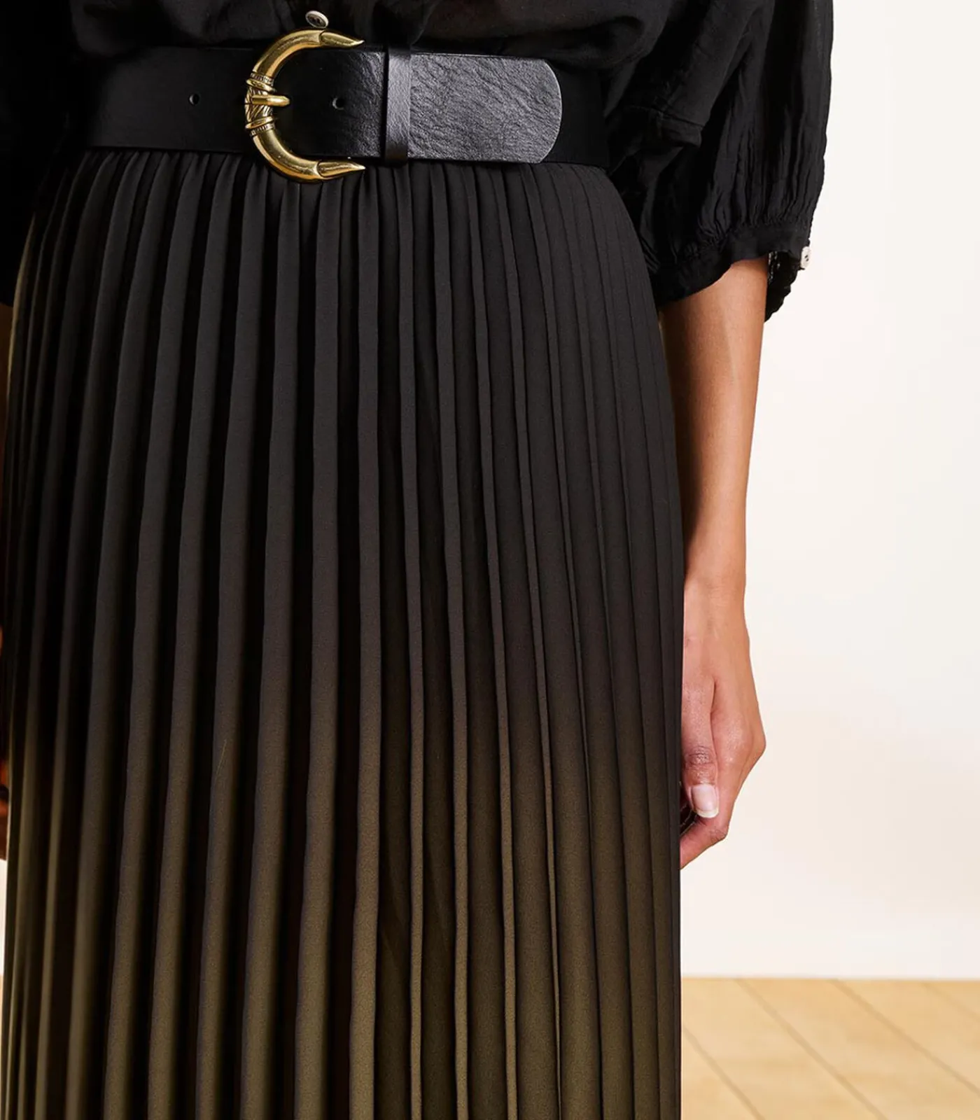 DAMES La Fée Maraboutée Kaki geplooide lange rok