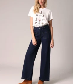 DAMES Deeluxe KAMI - Bootcut jeans met hoge taille