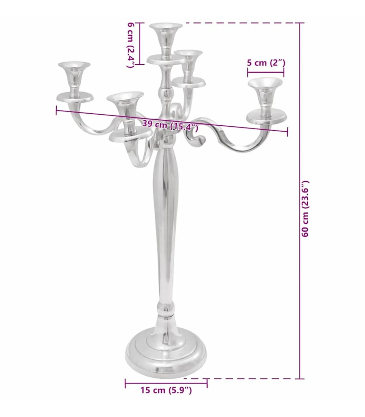 Sale Kandelaar Zilver 39 x 39 x 60 cm Aluminium Kaarsen & Kaarshouders