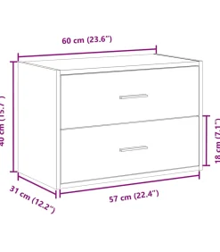 Kast met 2 lades 60x31x40 cm bewerkt hout zwart eikenkleurig Meubels