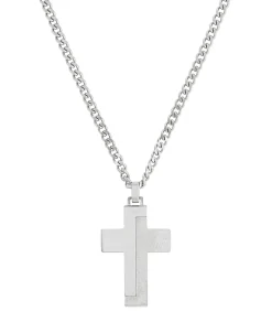 Heren s.Oliver Ketting met hanger voor mannen, kruis van roestvrij staal