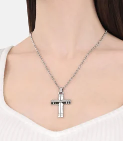 Heren Amor Ketting met hanger voor vrouwen en mannen, unisex, roestvrij staal | kruis