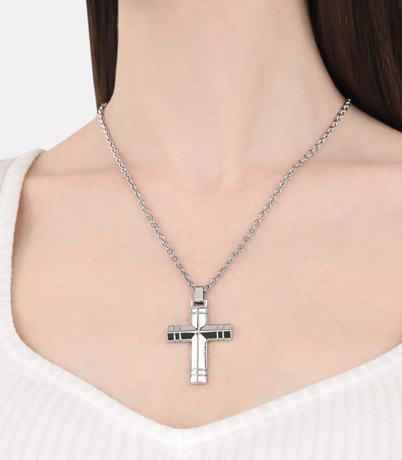 Heren Amor Ketting met hanger voor vrouwen en mannen, unisex, roestvrij staal | kruis