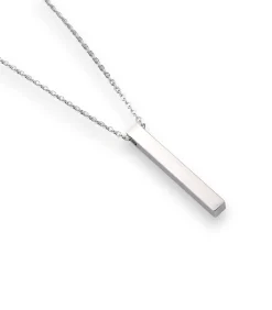 New Ketting met Long Bar Hanger - Zilver Kleurig - Staal Heren Kettingen