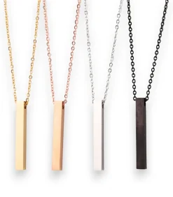 New Ketting met Long Bar Hanger - Zilver Kleurig - Staal Heren Kettingen