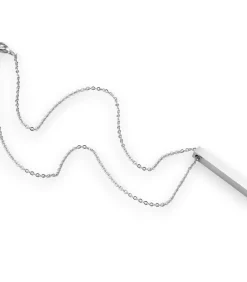 New Ketting met Long Bar Hanger - Zilver Kleurig - Staal Heren Kettingen