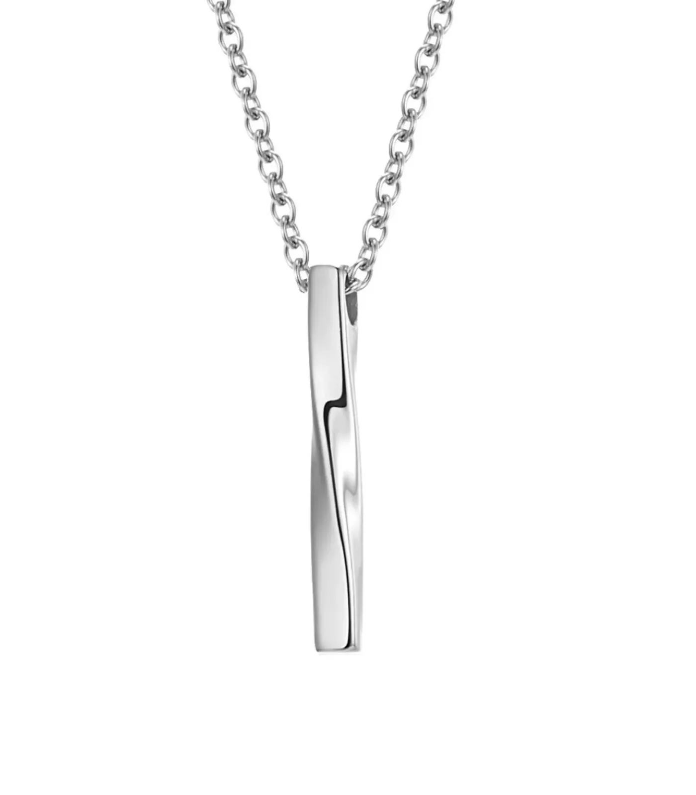 Clearance Ketting met Twisted Long Bar Hanger - Zilver Kleurig Heren Kettingen