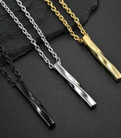 Clearance Ketting met Twisted Long Bar Hanger - Zilver Kleurig Heren Kettingen