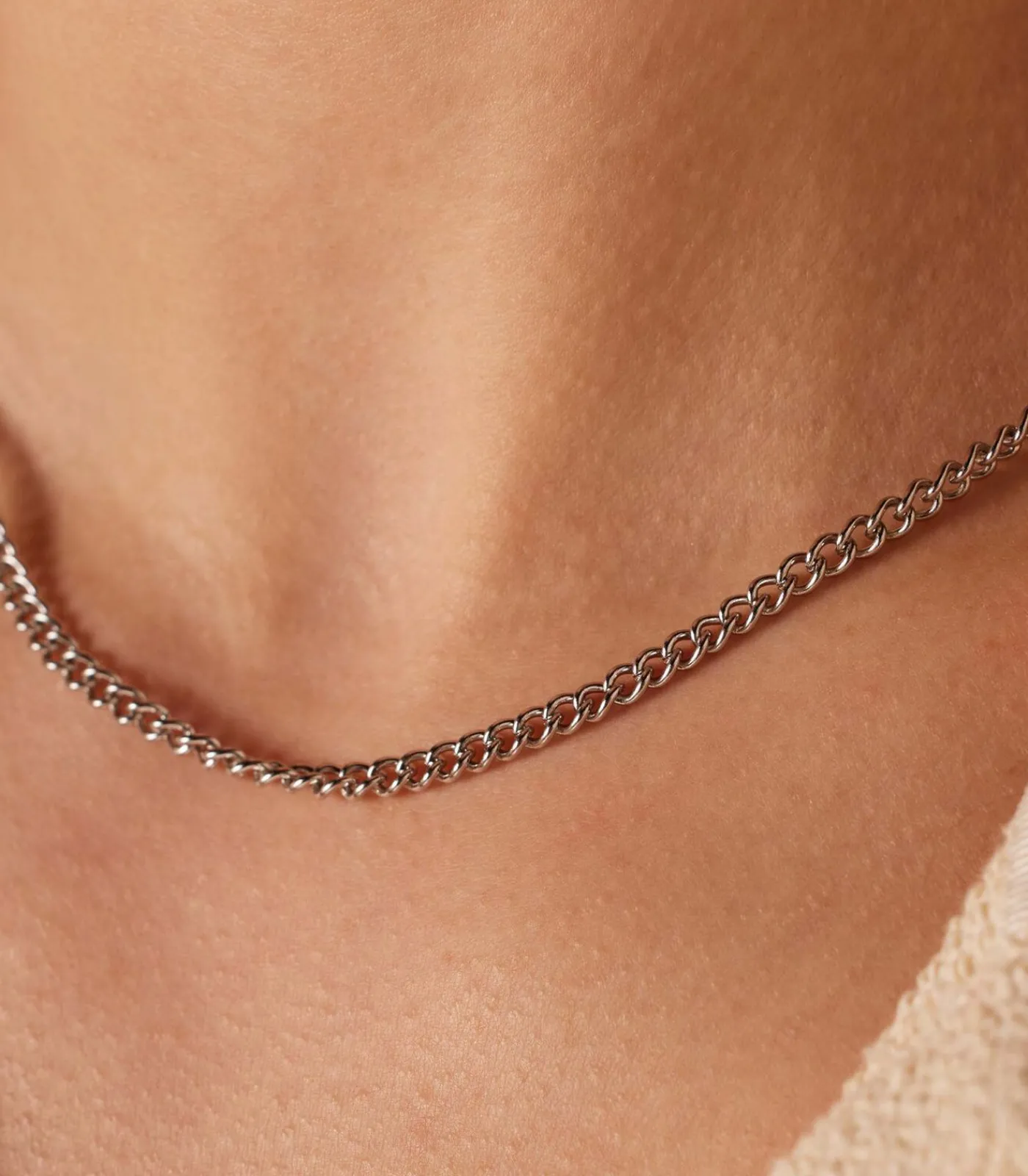 DAMES Lucardi Ketting Staal 45 cm - Zilverkleurig