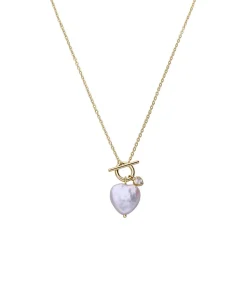 DAMES Lucardi Ketting Zilver 45 cm - Parel