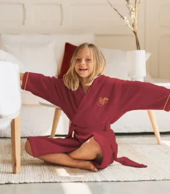 New Kinderbadjas met kap en borduursel 100% katoen, ROOD Kinderen Ondergoed En Nachtmode