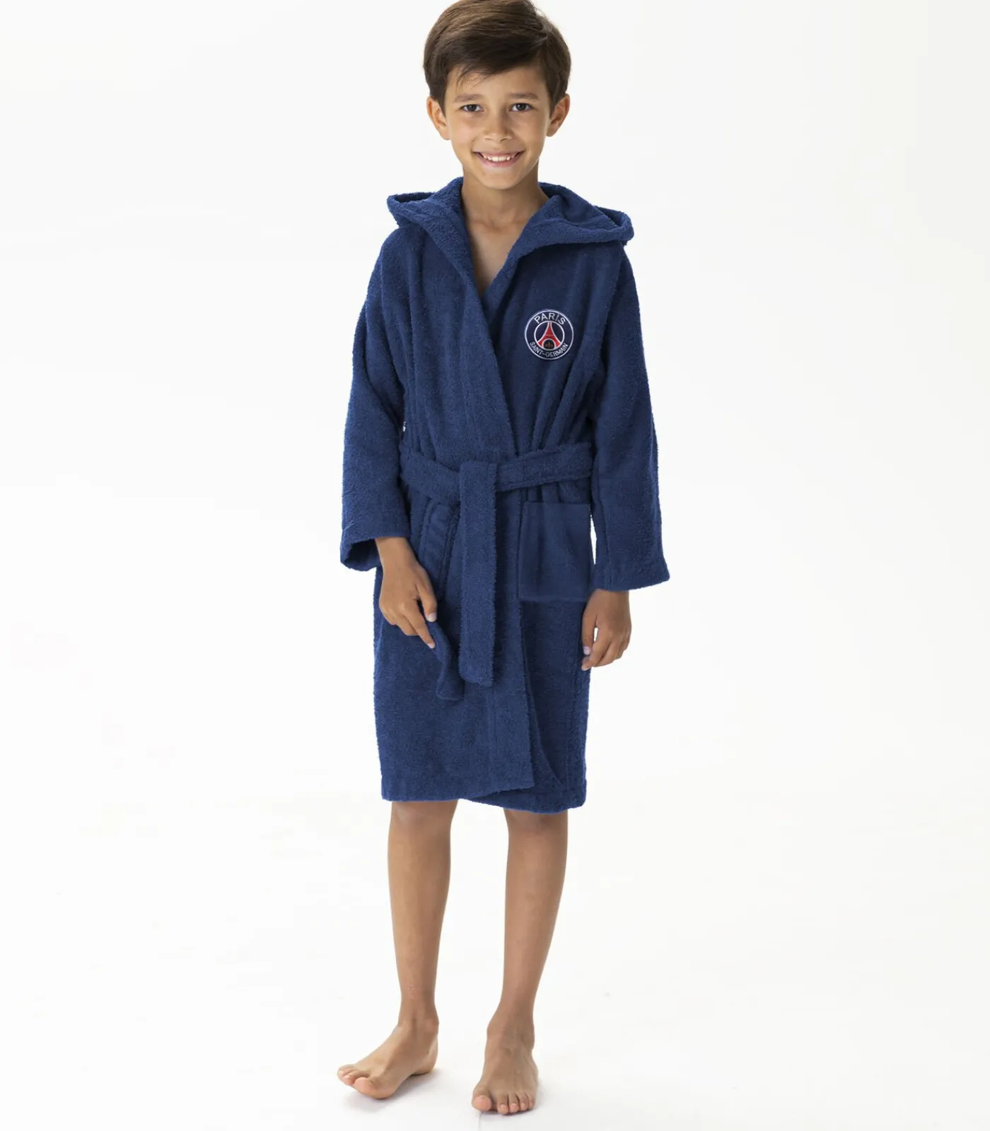 Kinderen PSG Kinderbadjas met kap en borduursel 100% katoen, LINES