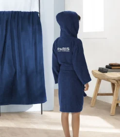 Kinderen PSG Kinderbadjas met kap en borduursel 100% katoen, LINES
