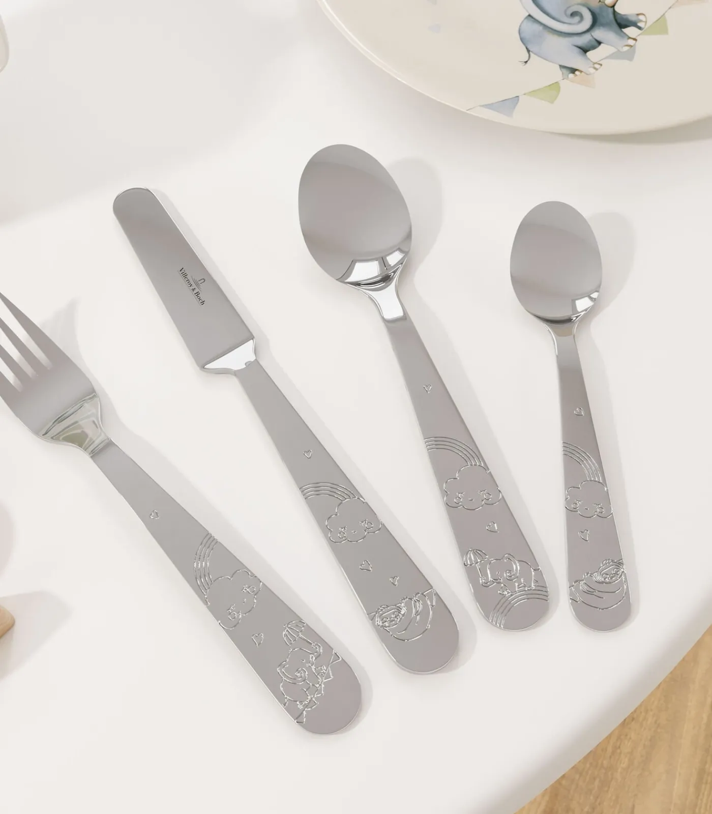 New Kinderbestek 4-dlg Walk like an Elephant Bestek