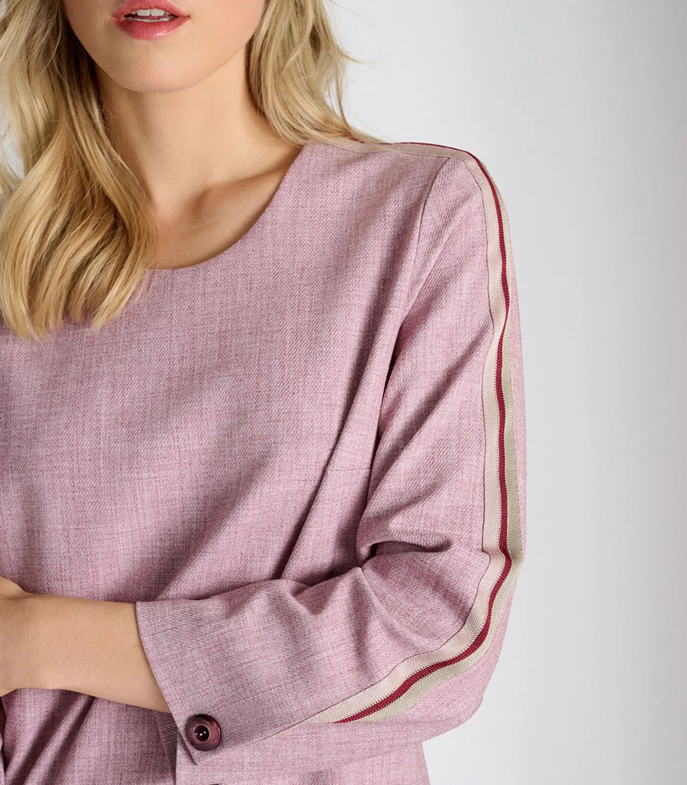 DAMES Marie Méro Kleedje in roze met contrastlint op de schouders