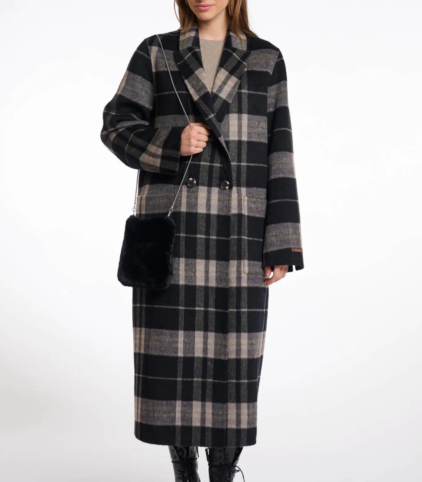 Outlet Kleine schoudertas van imitatiebont Zwart OS DAMES Tassen