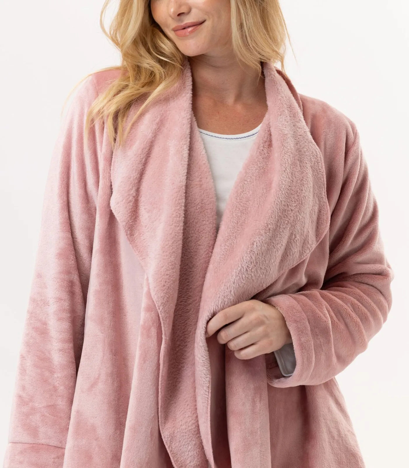 Outlet Kort jasje van flanellen pluche ESSENTIEL H73B DAMES Loungewear