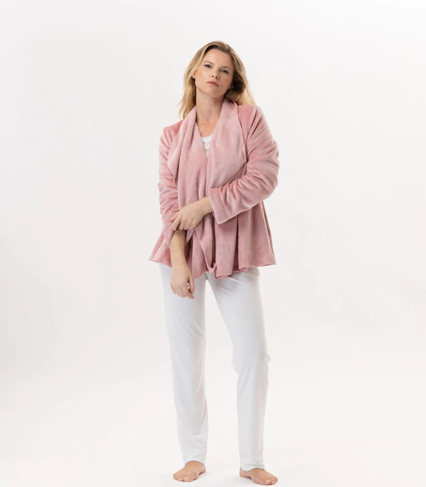 Outlet Kort jasje van flanellen pluche ESSENTIEL H73B DAMES Loungewear