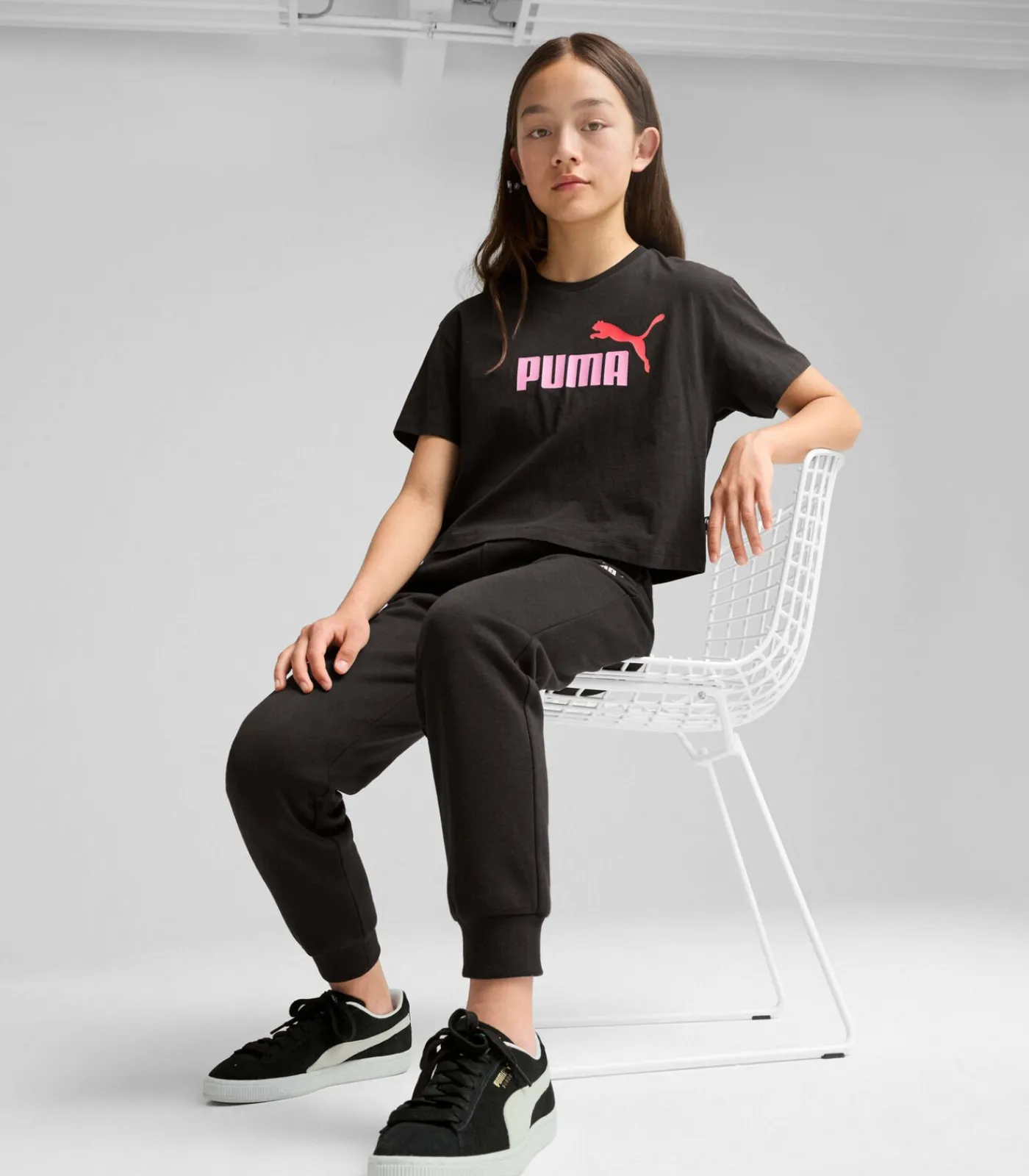 Kinderen PUMA Kort meisjes-T-shirt Logo