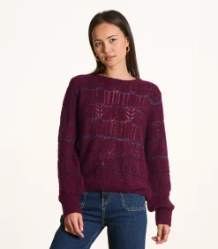 DAMES La Fée Maraboutée Korte trui in opengewerkte stof met ronde hals