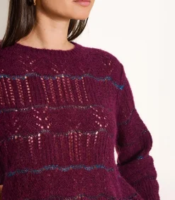 DAMES La Fée Maraboutée Korte trui in opengewerkte stof met ronde hals