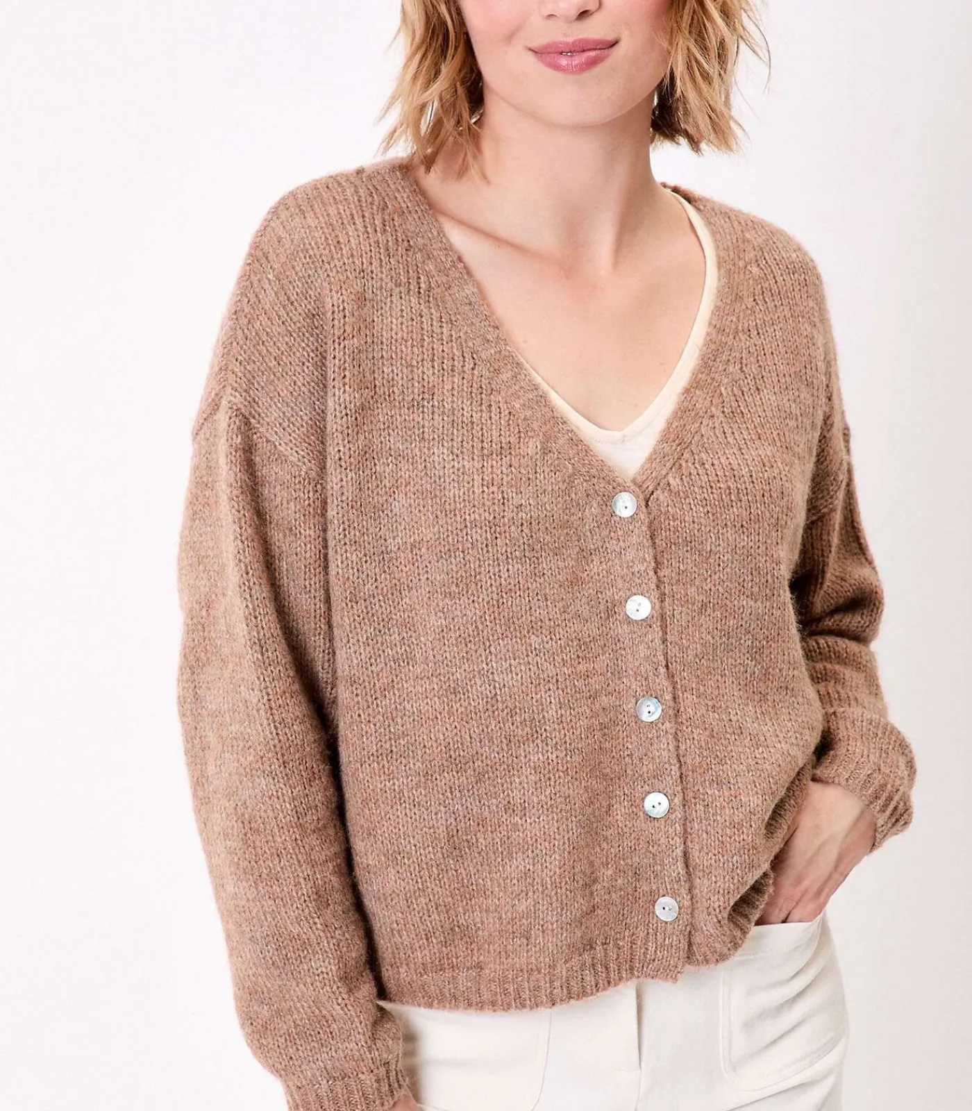 DAMES La Fiancée Korte effen gebreide vest APPACHE