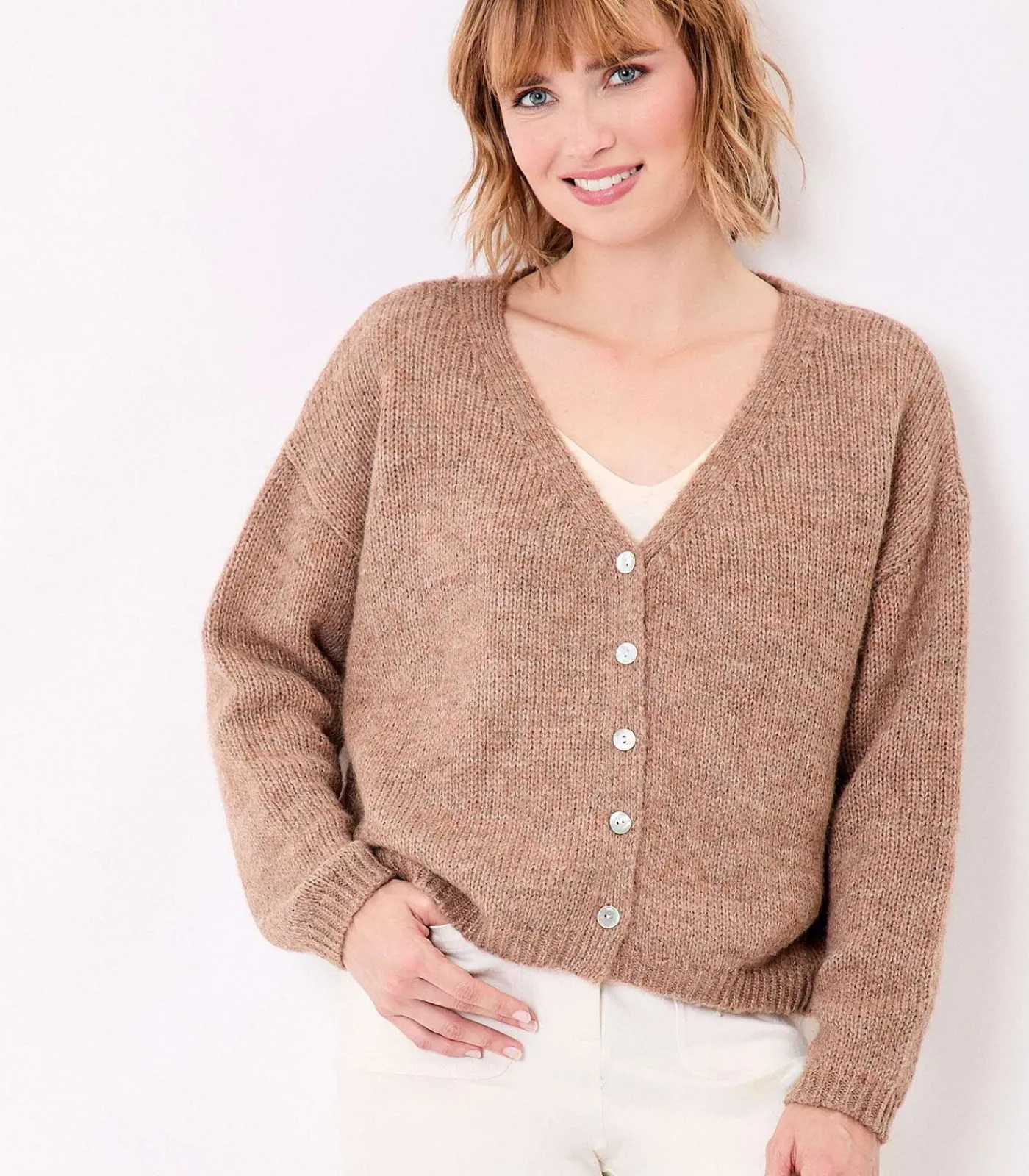 DAMES La Fiancée Korte effen gebreide vest APPACHE