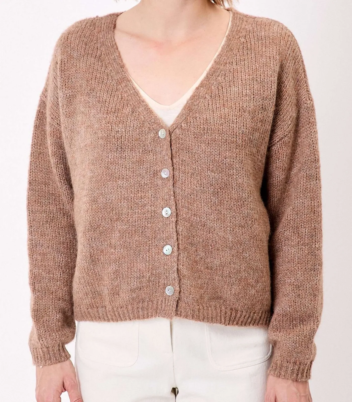 DAMES La Fiancée Korte effen gebreide vest APPACHE