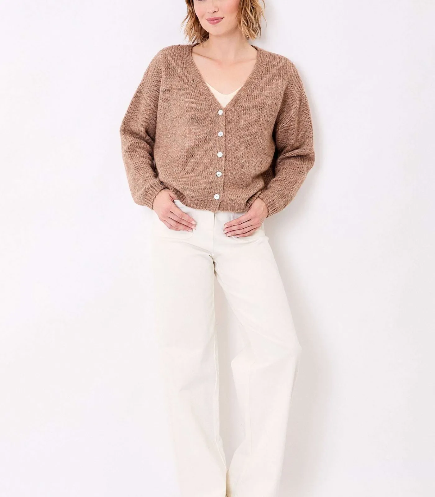 DAMES La Fiancée Korte effen gebreide vest APPACHE