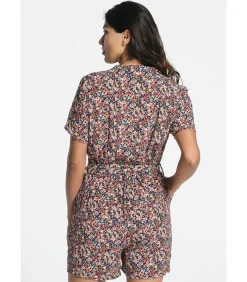 New Korte Jumpsuit met korte mouwen en sjaalkraag DAMES Jumpsuits