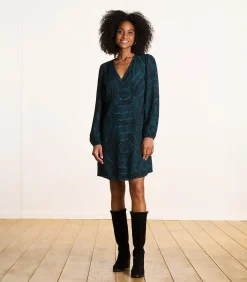 DAMES La Fée Maraboutée Korte jurk in blauw bedrukte Ecovero viscose