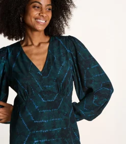 DAMES La Fée Maraboutée Korte jurk in blauw bedrukte Ecovero viscose