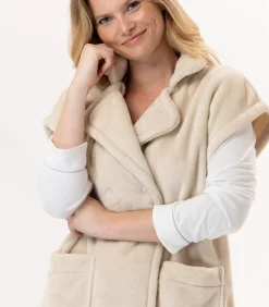 Online Korte mouwen jasje met knopen van pluche flanel ESSENTIEL H76A DAMES Loungewear