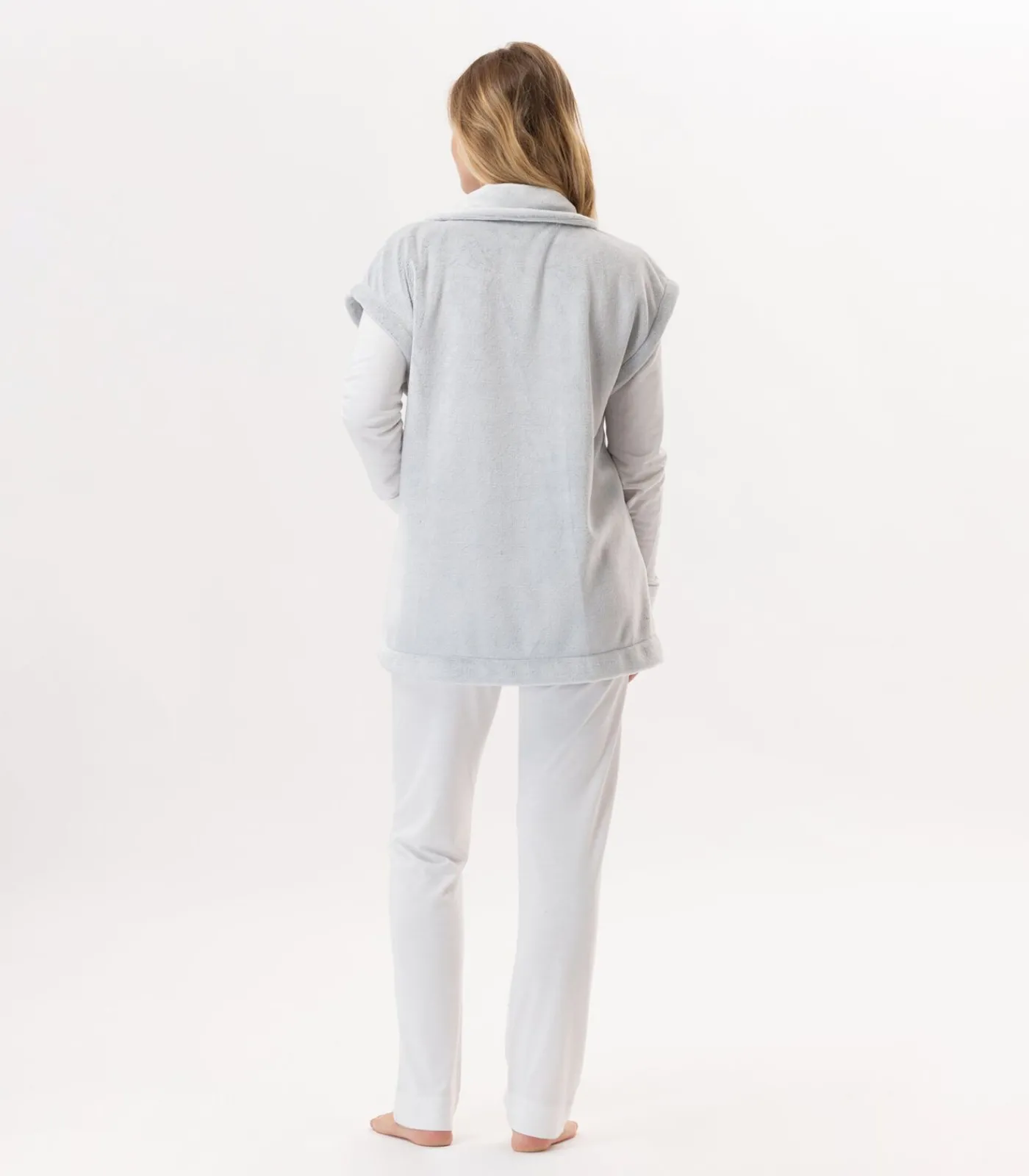 DAMES LE CHAT Korte mouwen jasje met knopen van pluche flanel ESSENTIEL H76A