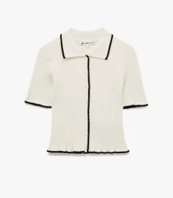 Online Korte Mouwen Polo Kragentrui met Knoopdetail DAMES Truien & Cardigans