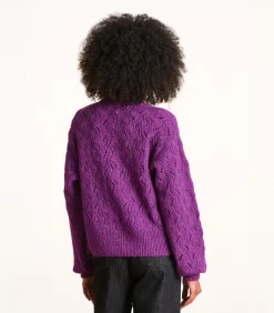 Discount Korte paarse gilet in opengewerkte stof DAMES Jassen