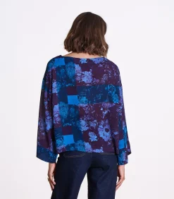 DAMES La Fée Maraboutée Korte paarse top met lange mouwprint