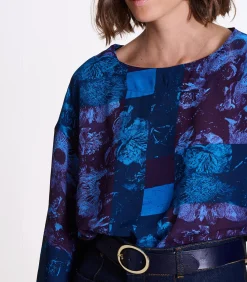 DAMES La Fée Maraboutée Korte paarse top met lange mouwprint