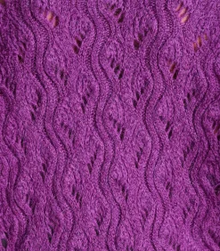 Hot Korte paarse trui in opengewerkte stof met ronde hals DAMES Truien & Cardigans