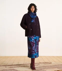 New Korte pruimkleurige jas van boiled wool DAMES Jassen