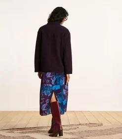 New Korte pruimkleurige jas van boiled wool DAMES Jassen