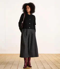 DAMES La Fée Maraboutée Korte zwarte gilet in gebreide stof met overhemdkraag