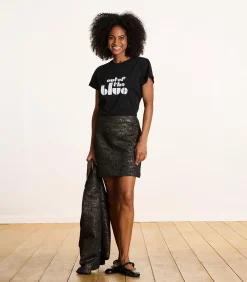 Hot Korte zwarte jacquard rok DAMES Rokken