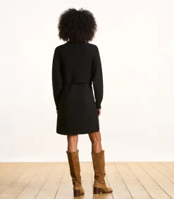 DAMES La Fée Maraboutée Korte zwarte jurk van gebreide stof met lange mouwen