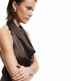 Backless Satin Blouse DAMES Overhemden & Blouses